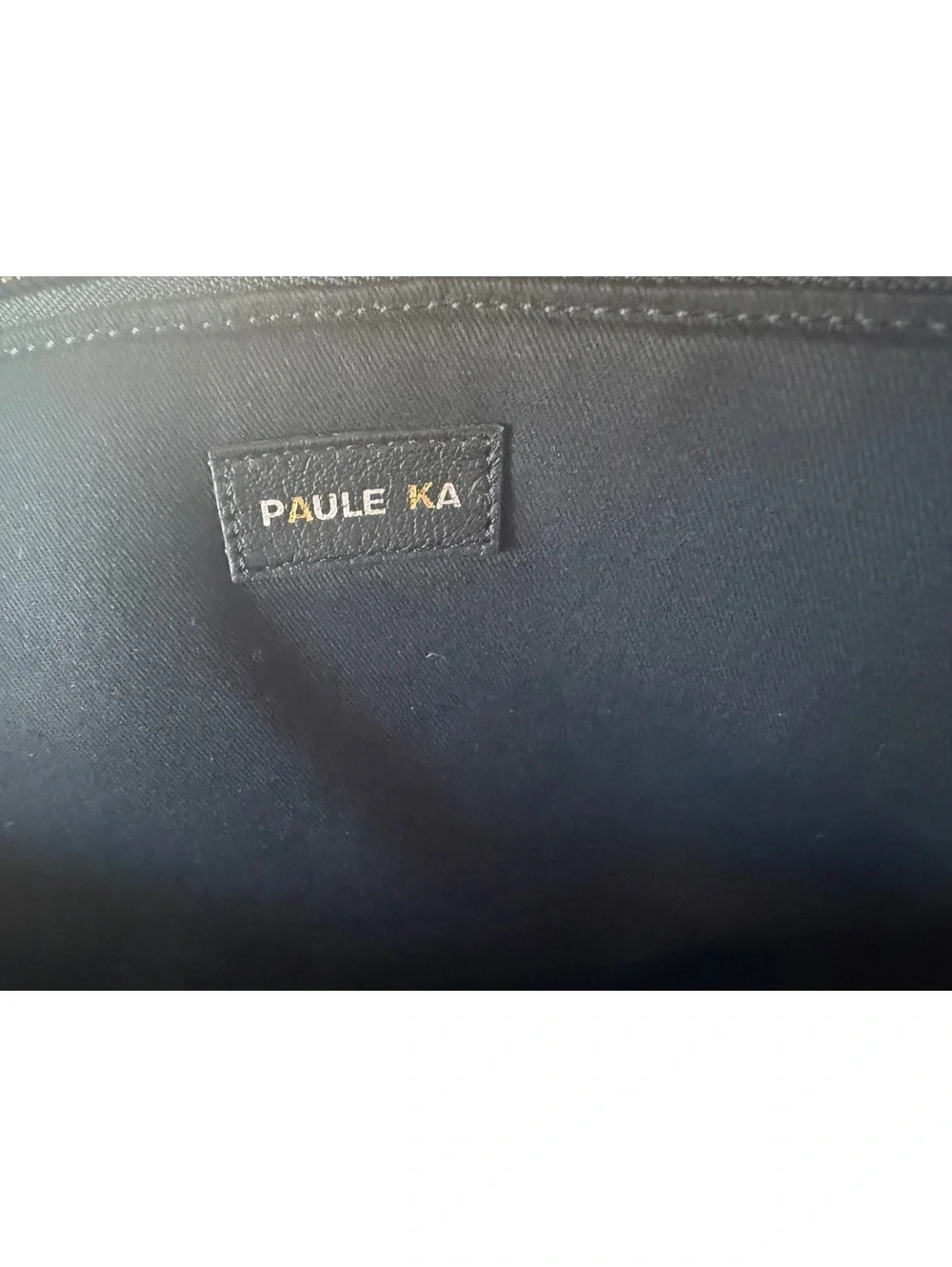 Paule Ka Black Croc Embossed Leather Clutch with Gold Ring Detail